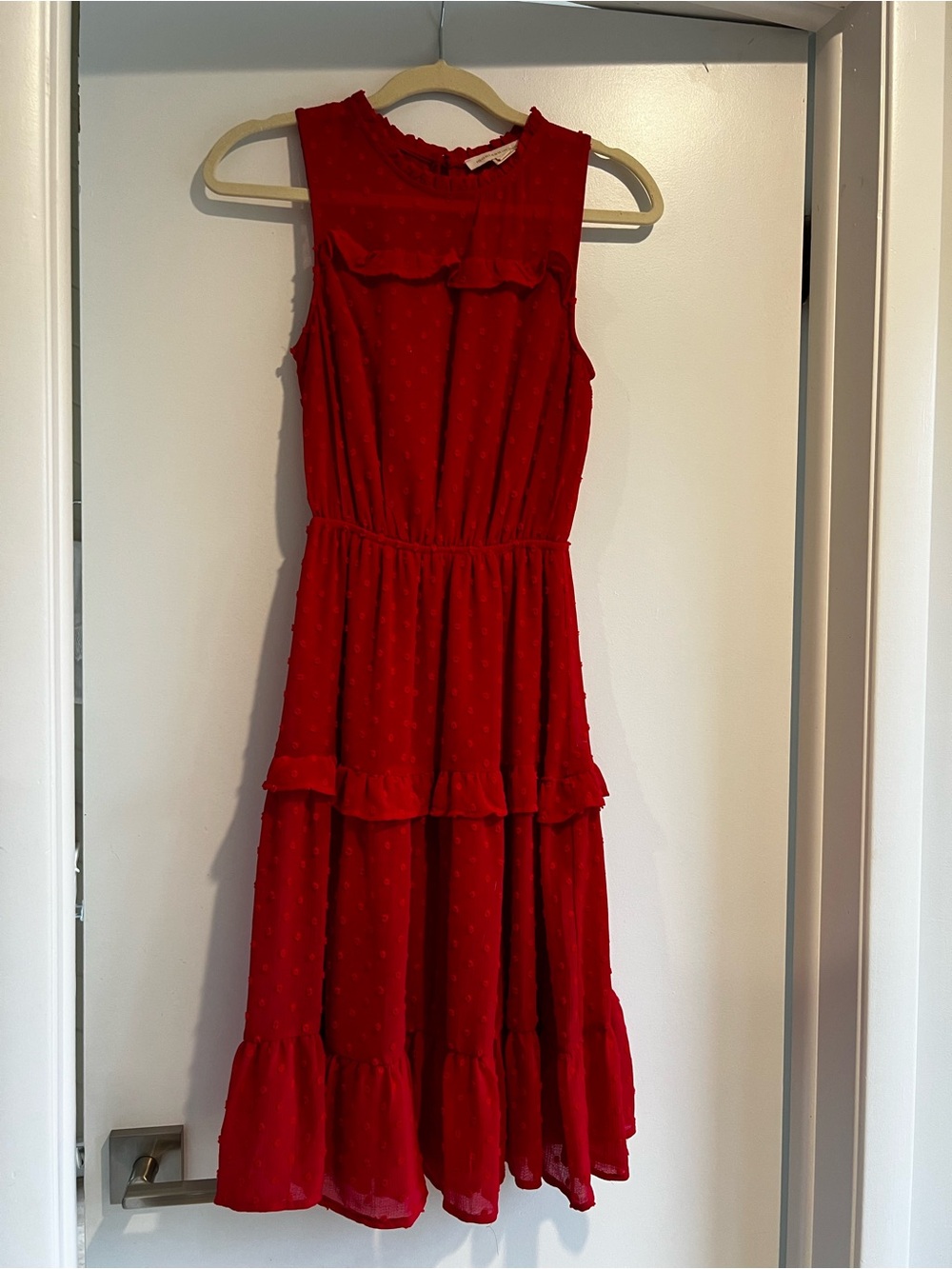 Monteau Red Sleeveless Tiered Ruffle Dress for Girls